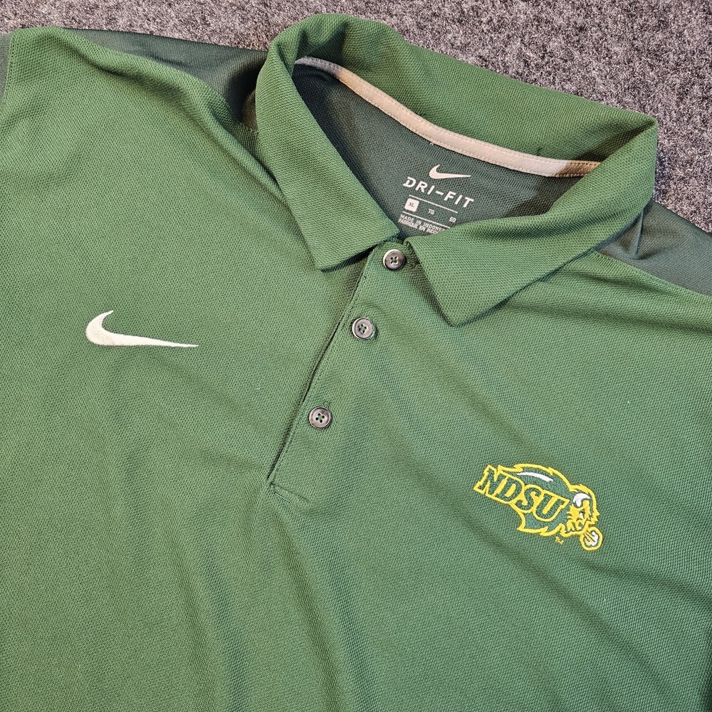 Nike Dri-Fit Polo XL NDSU Bison North Dakota State University Green Golf Shirt
